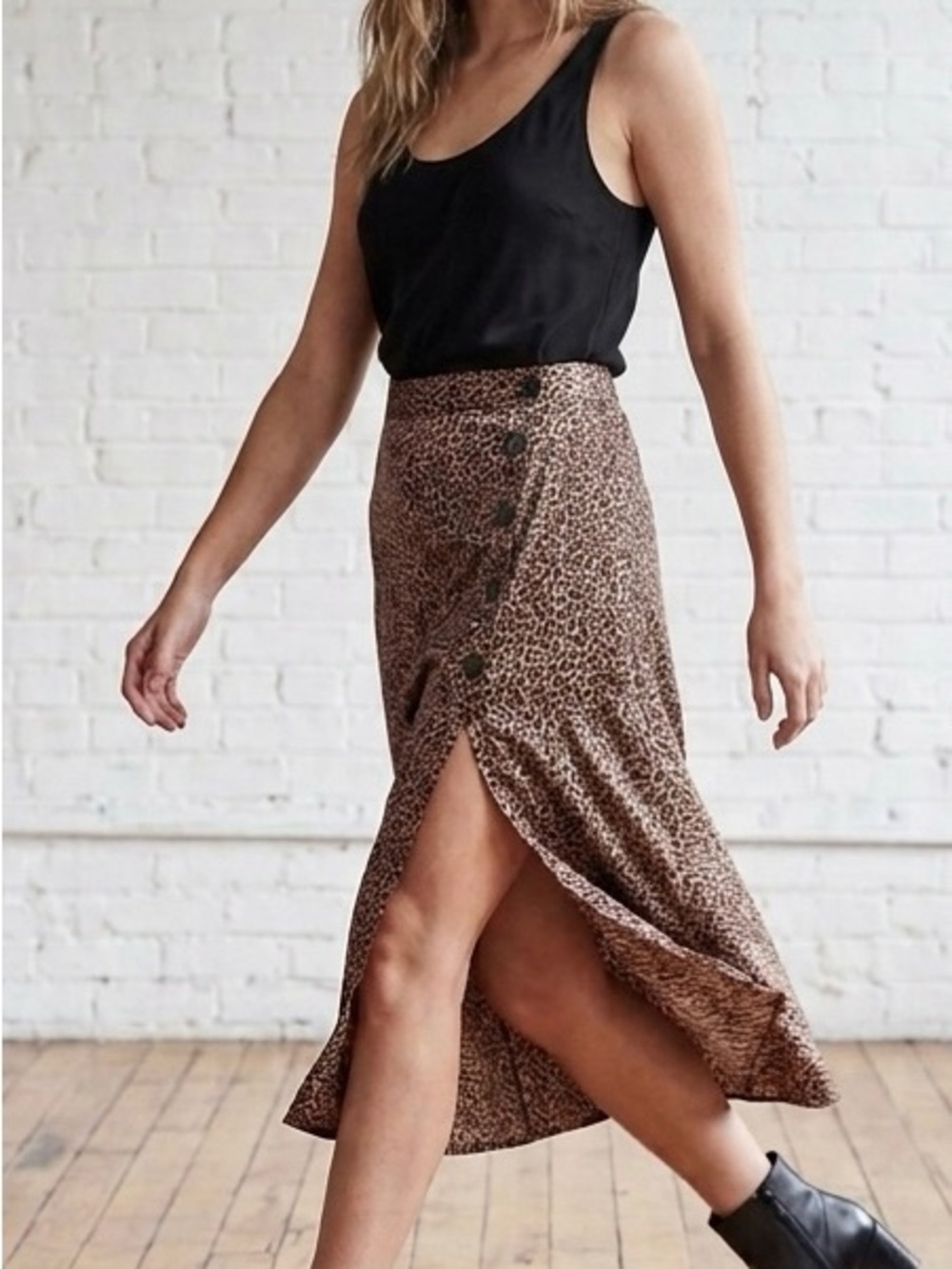 Victoria's Secret Leopard Print Midi Skirt in Brown and Black